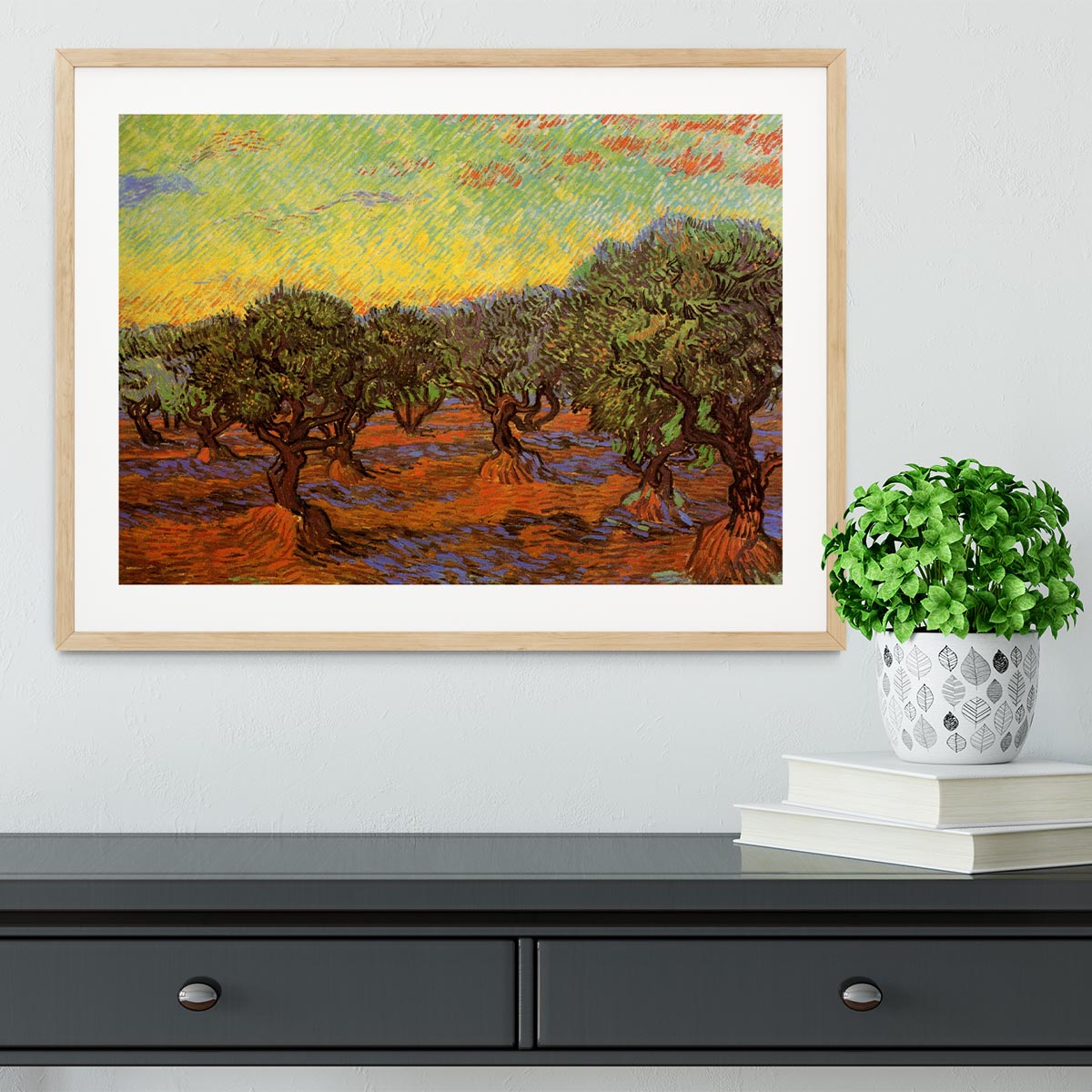 Olive Grove Orange Sky by Van Gogh Framed Print - Canvas Art Rocks - 3