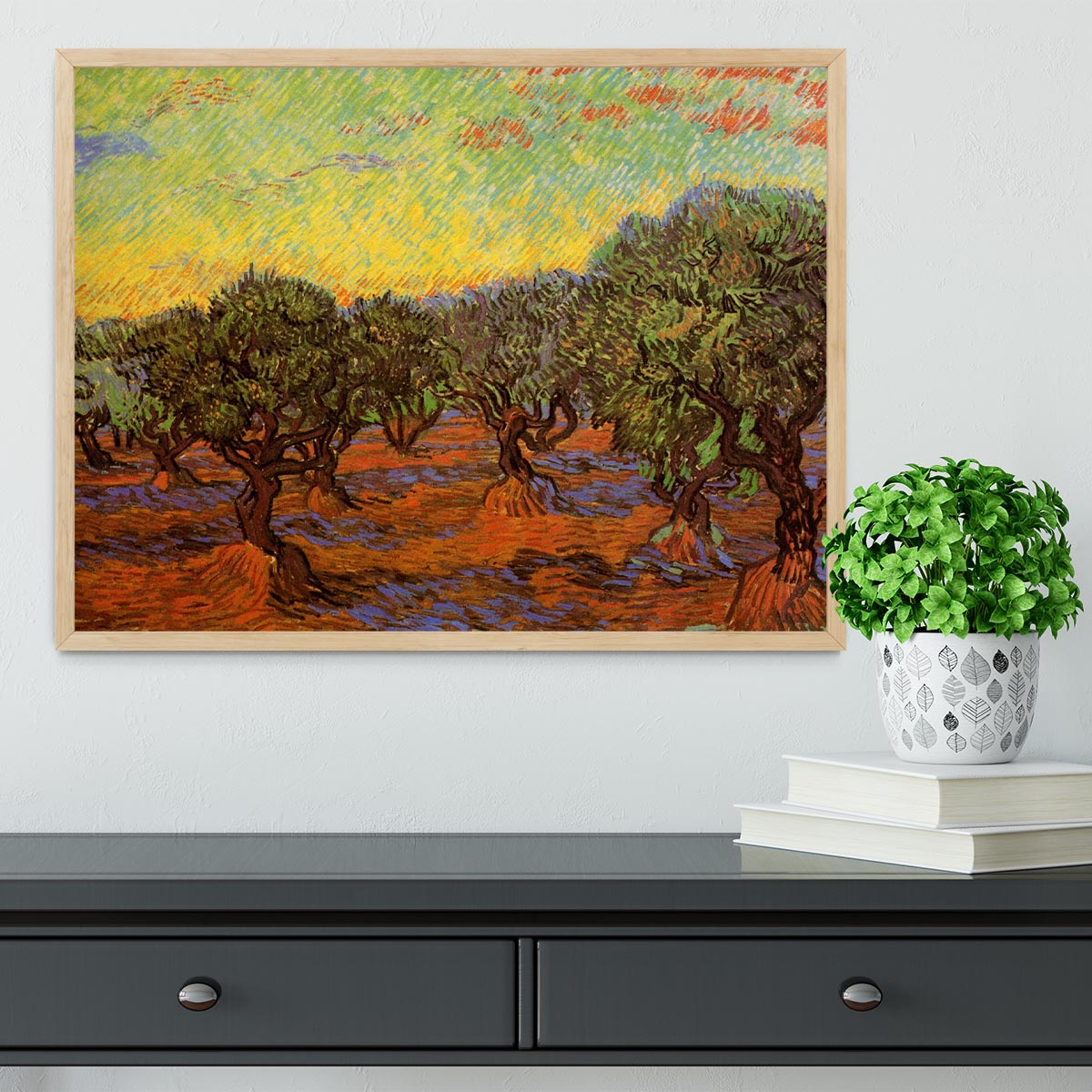 Olive Grove Orange Sky by Van Gogh Framed Print - Canvas Art Rocks - 4