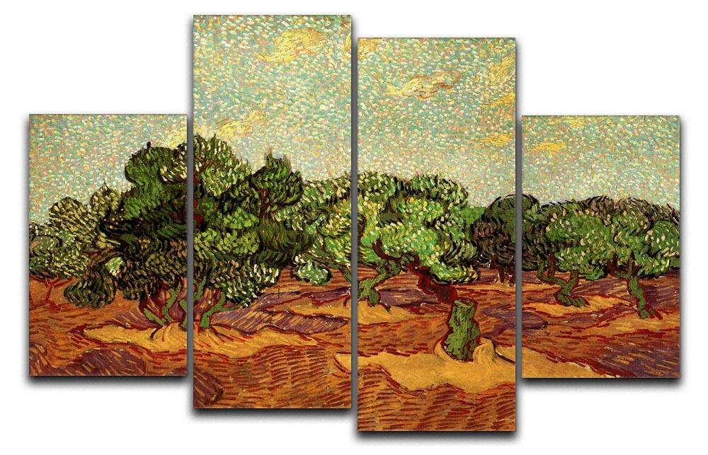Olive Grove Pale Blue Sky by Van Gogh 4 Split Panel Canvas  - Canvas Art Rocks - 1