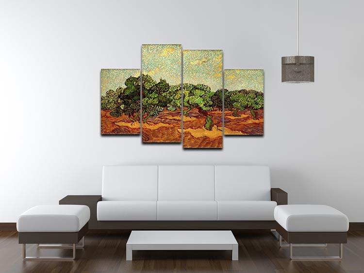 Olive Grove Pale Blue Sky by Van Gogh 4 Split Panel Canvas - Canvas Art Rocks - 3