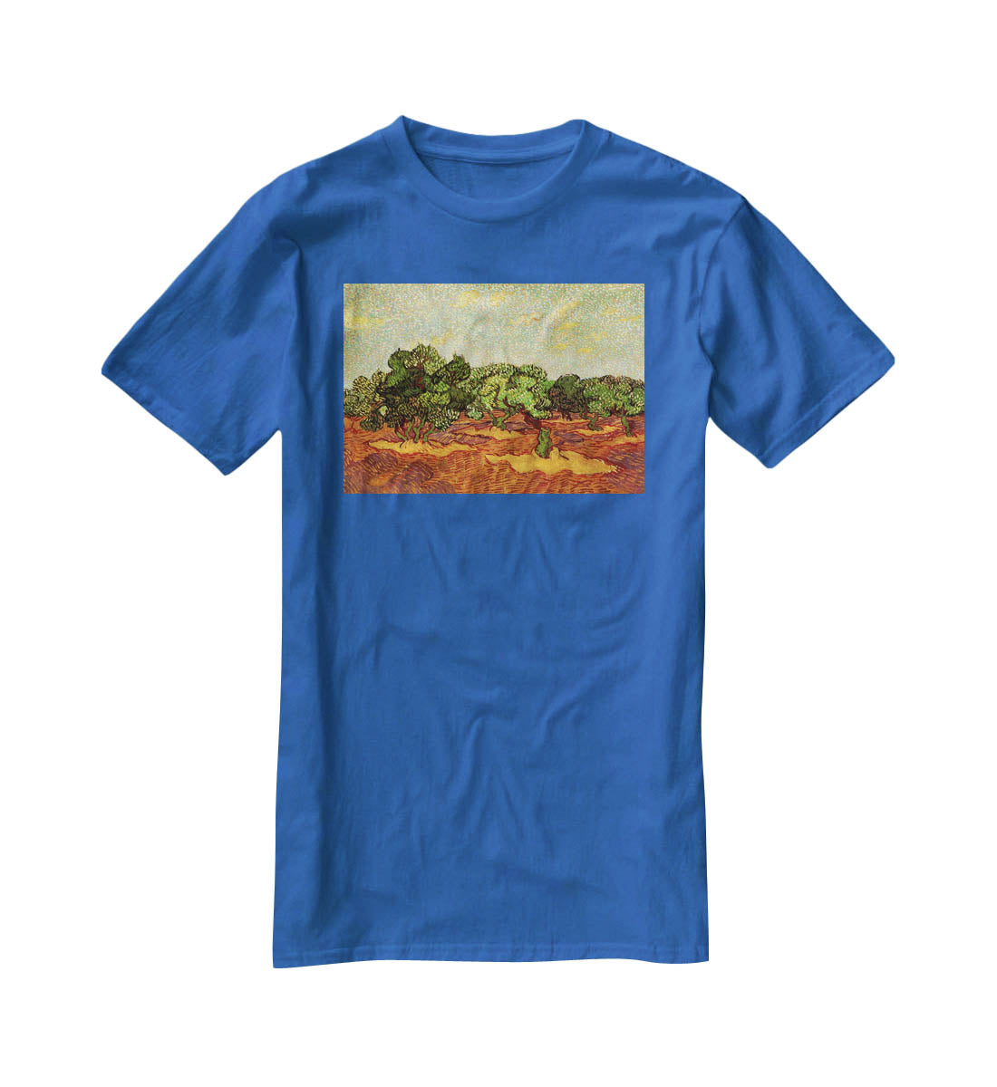 Olive Grove Pale Blue Sky by Van Gogh T-Shirt - Canvas Art Rocks - 2