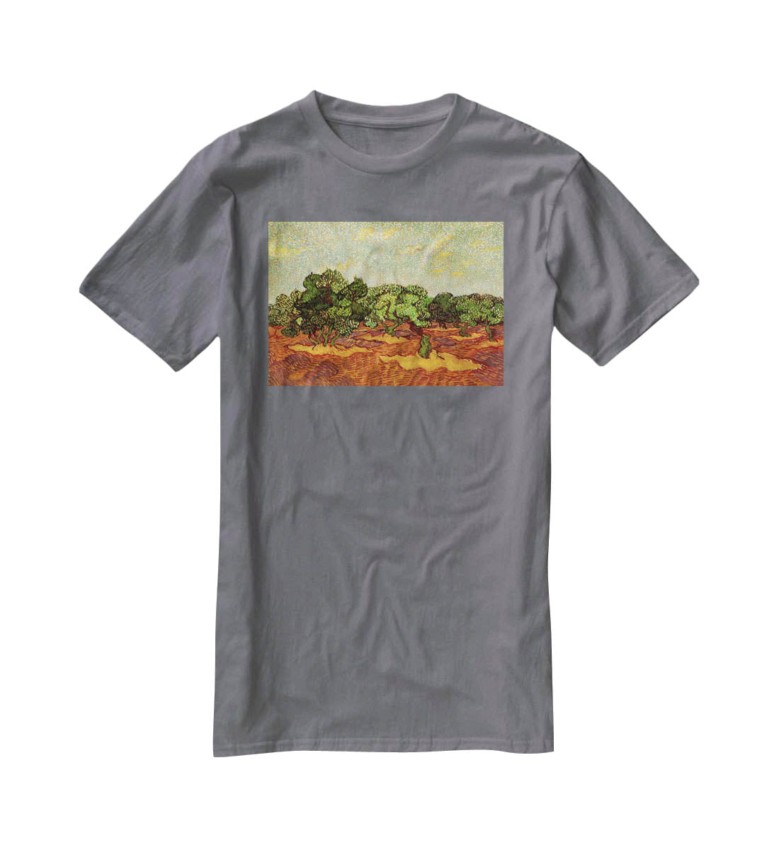 Olive Grove Pale Blue Sky by Van Gogh T-Shirt - Canvas Art Rocks - 3