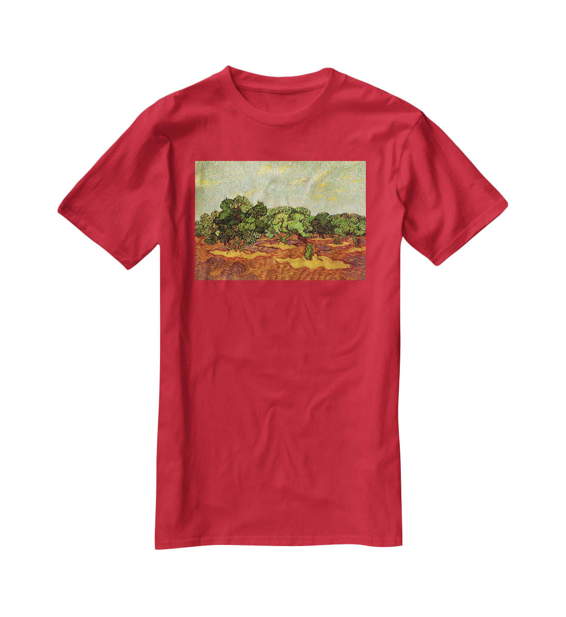 Olive Grove Pale Blue Sky by Van Gogh T-Shirt - Canvas Art Rocks - 4