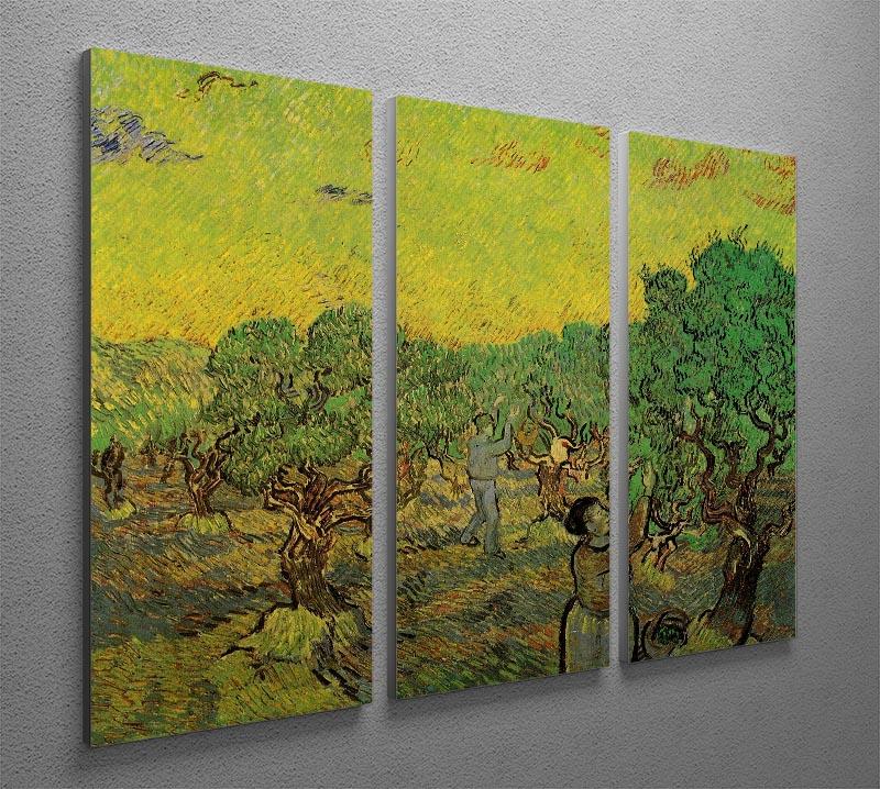 Olive Grove with Picking Figures by Van Gogh 3 Split Panel Canvas Print - Canvas Art Rocks - 4