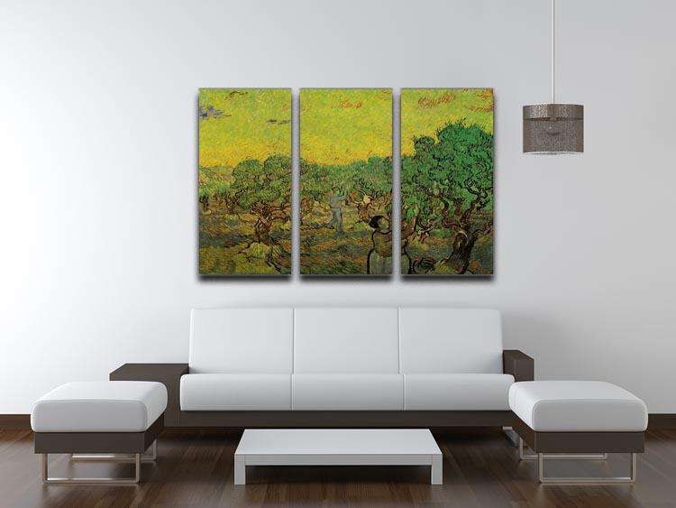 Olive Grove with Picking Figures by Van Gogh 3 Split Panel Canvas Print - Canvas Art Rocks - 4