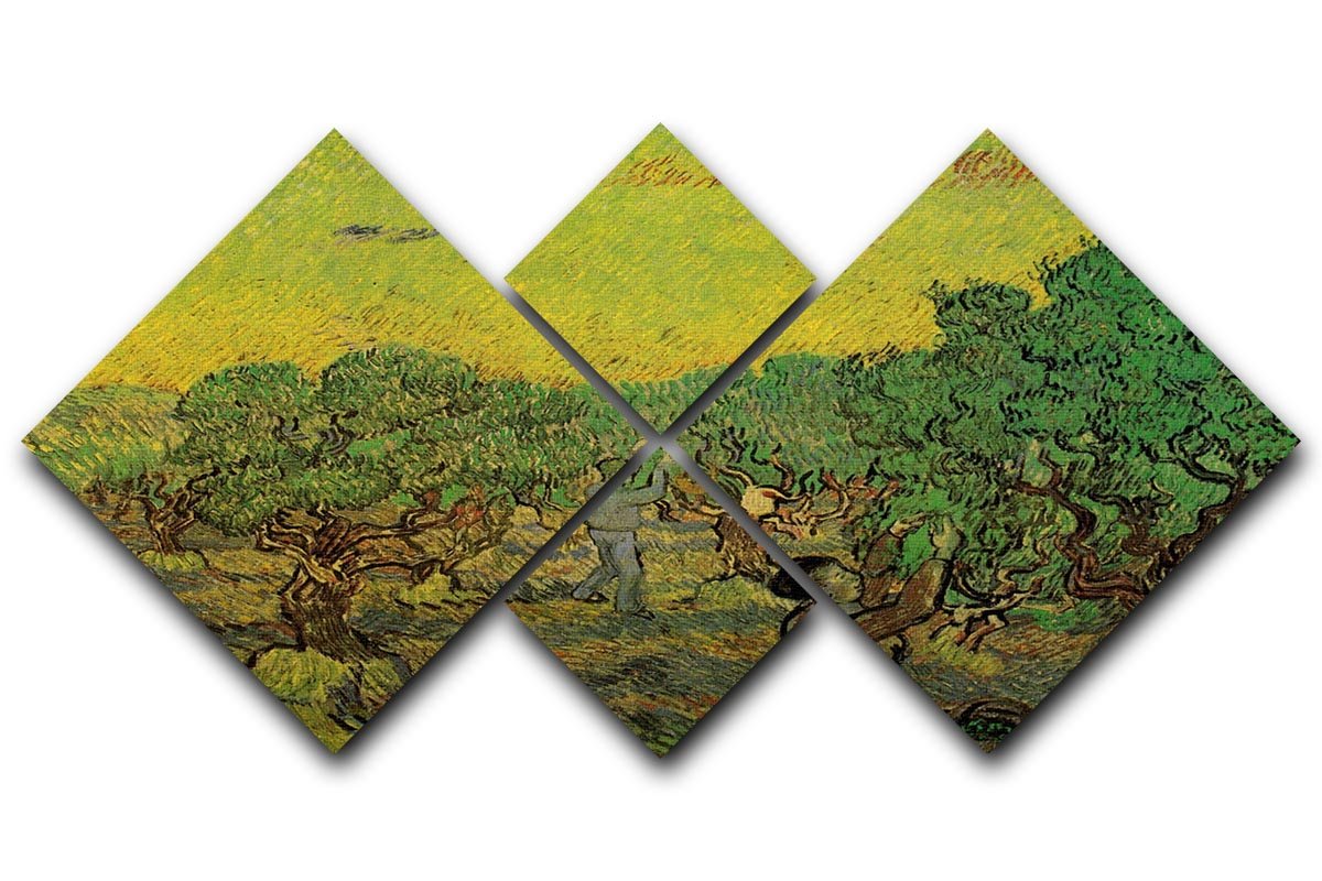 Olive Grove with Picking Figures by Van Gogh 4 Square Multi Panel Canvas  - Canvas Art Rocks - 1