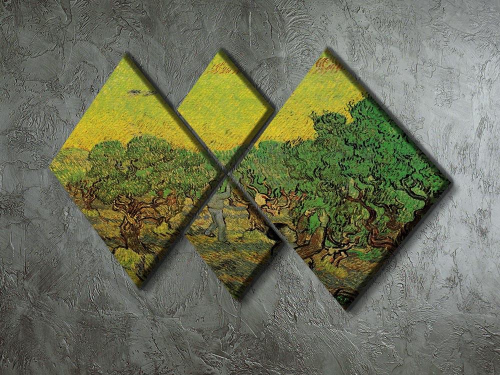 Olive Grove with Picking Figures by Van Gogh 4 Square Multi Panel Canvas - Canvas Art Rocks - 2