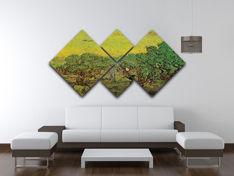 Olive Grove with Picking Figures by Van Gogh 4 Square Multi Panel Canvas - Canvas Art Rocks - 3