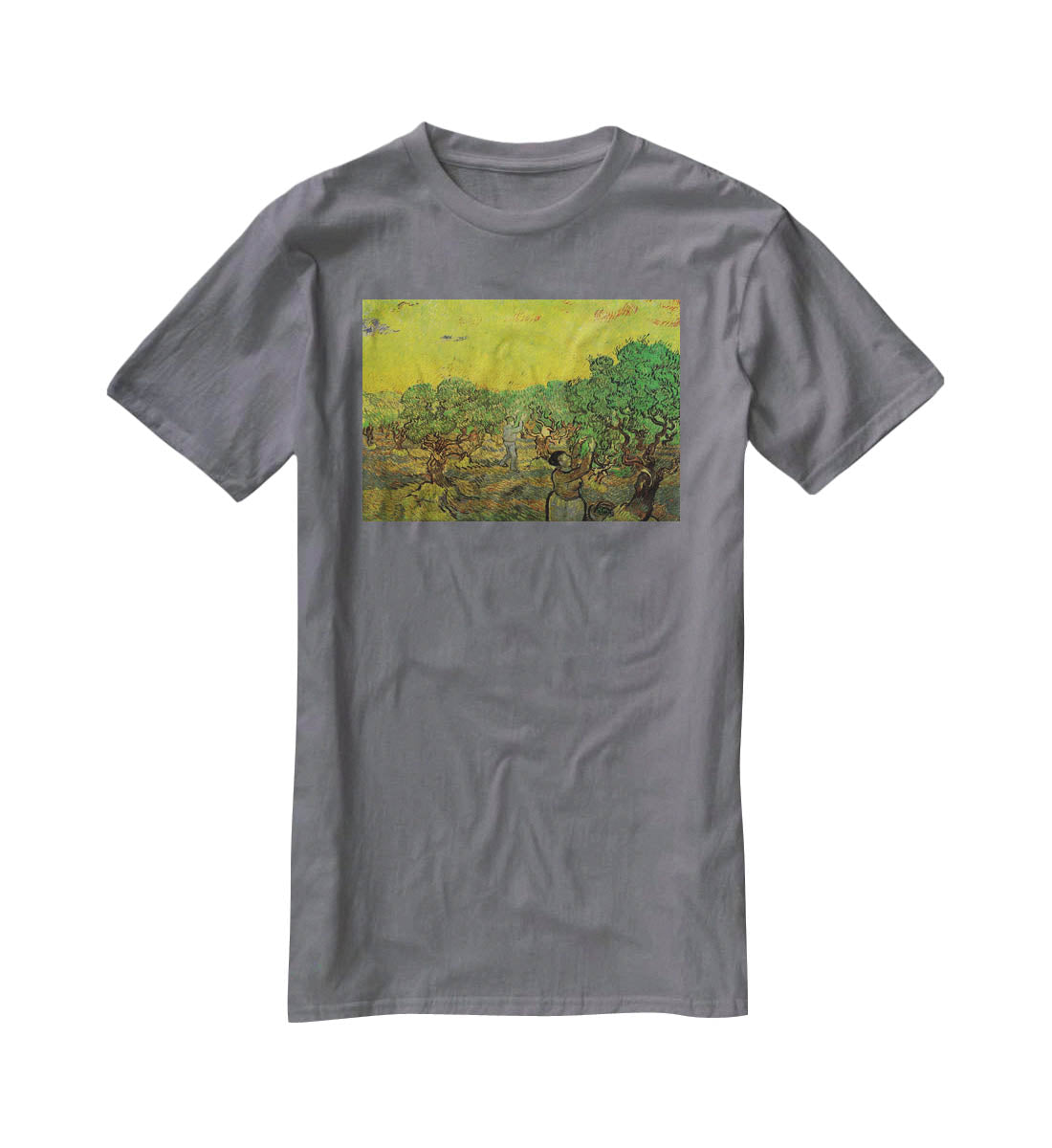 Olive Grove with Picking Figures by Van Gogh T-Shirt - Canvas Art Rocks - 3