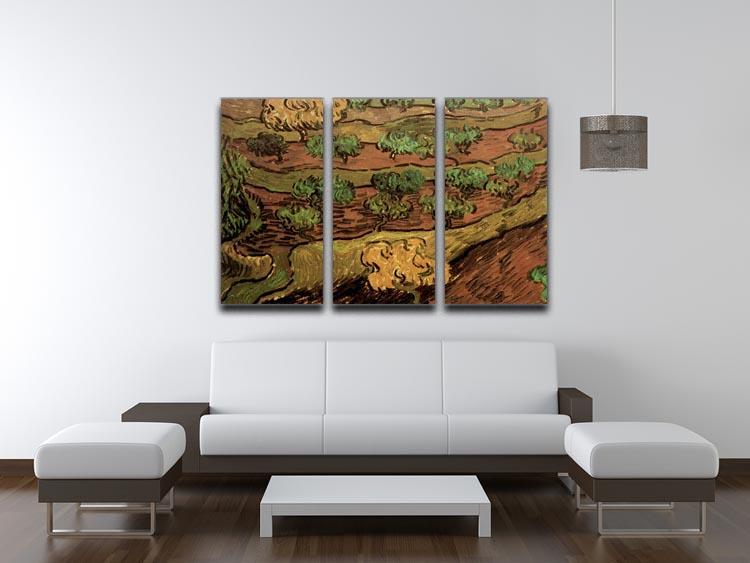 Olive Trees against a Slope of a Hill by Van Gogh 3 Split Panel Canvas Print - Canvas Art Rocks - 4