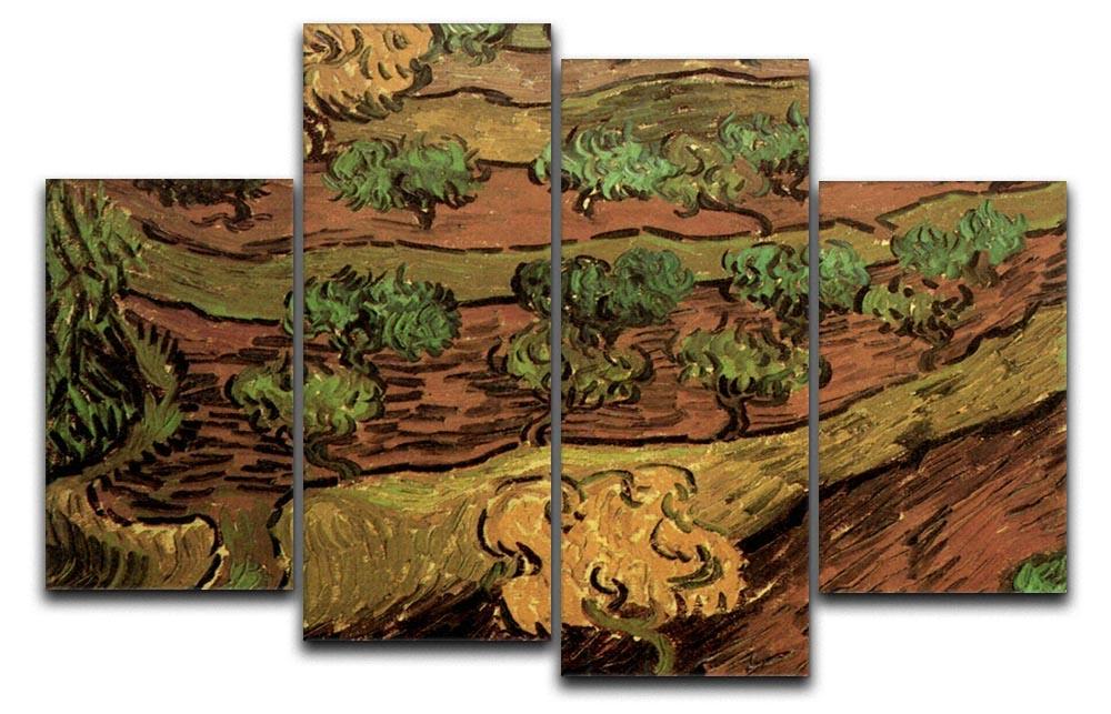 Olive Trees against a Slope of a Hill by Van Gogh 4 Split Panel Canvas  - Canvas Art Rocks - 1