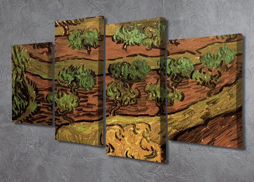 Olive Trees against a Slope of a Hill by Van Gogh 4 Split Panel Canvas - Canvas Art Rocks - 2