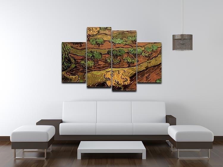 Olive Trees against a Slope of a Hill by Van Gogh 4 Split Panel Canvas - Canvas Art Rocks - 3