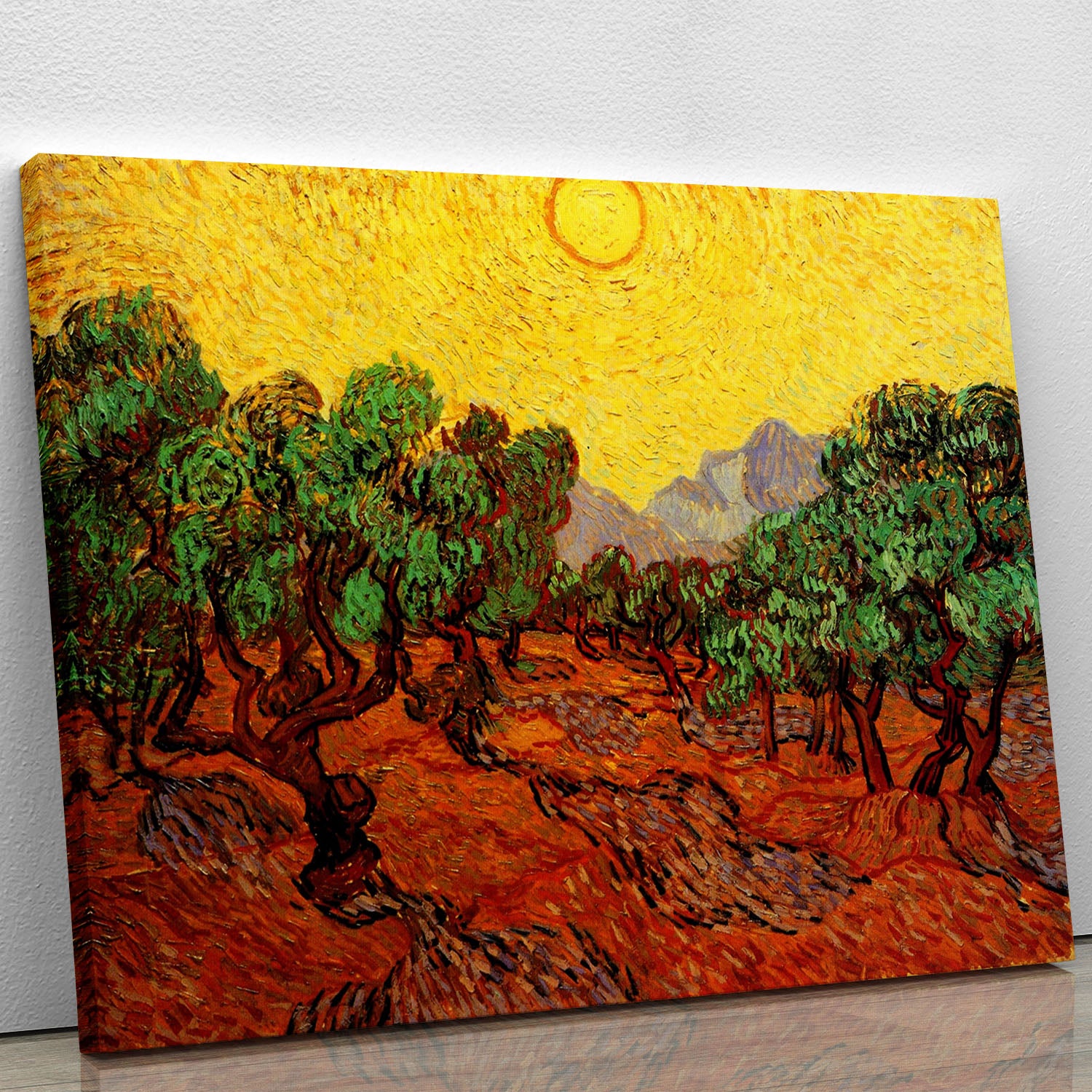 Olive Trees with Yellow Sky and Sun by Van Gogh Canvas Print or Poster - Canvas Art Rocks - 1