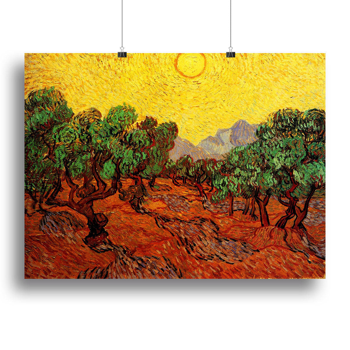 Olive Trees with Yellow Sky and Sun by Van Gogh Canvas Print or Poster - Canvas Art Rocks - 2