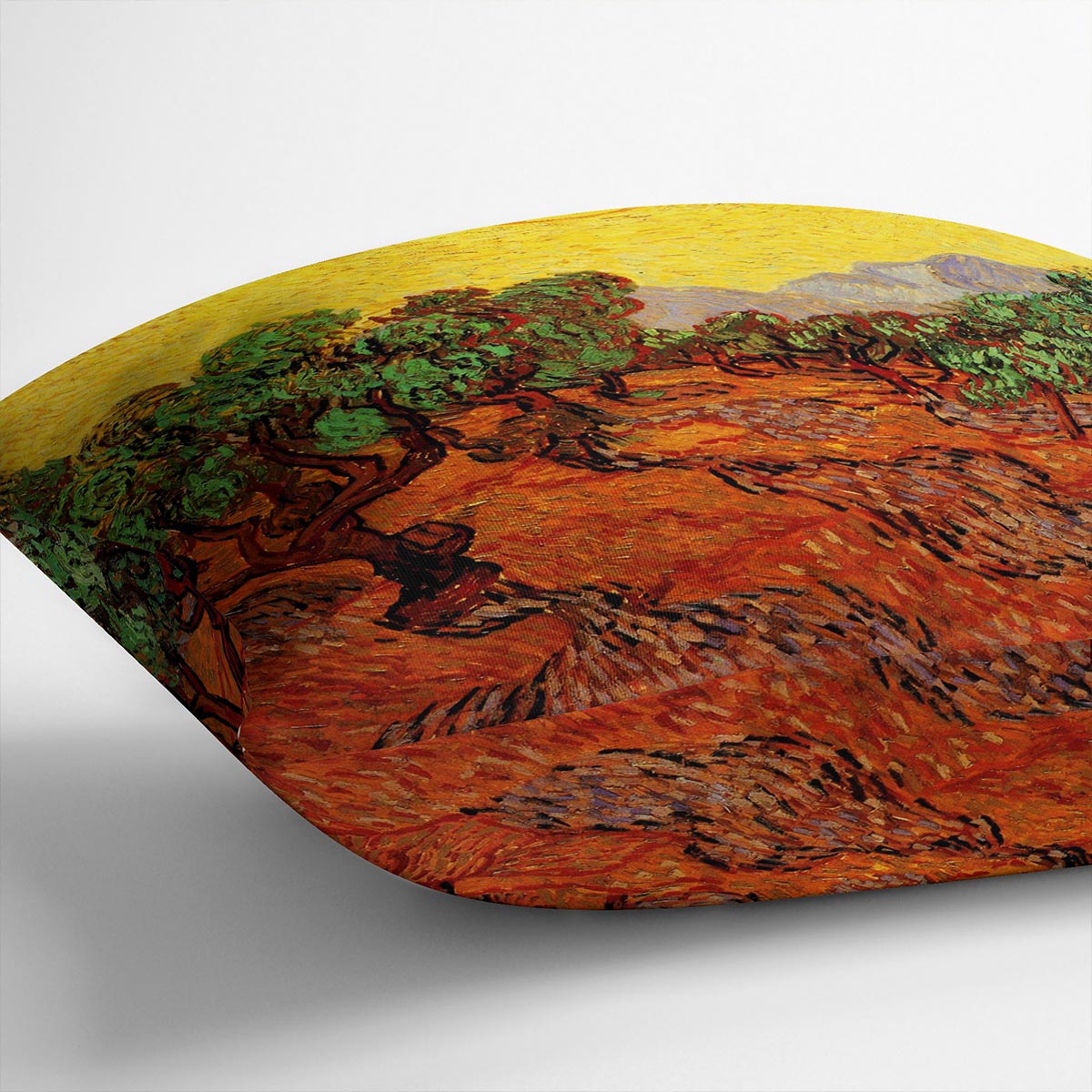 Olive Trees with Yellow Sky and Sun by Van Gogh Cushion