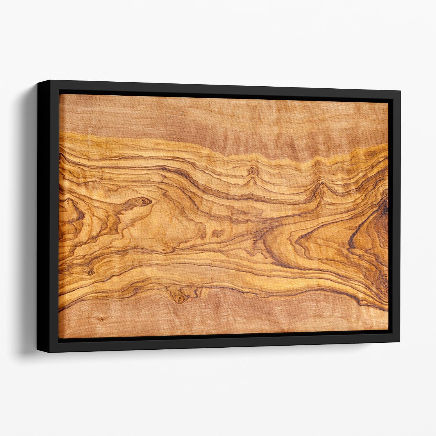 Olive tree wood slice Floating Framed Canvas - Canvas Art Rocks - 1