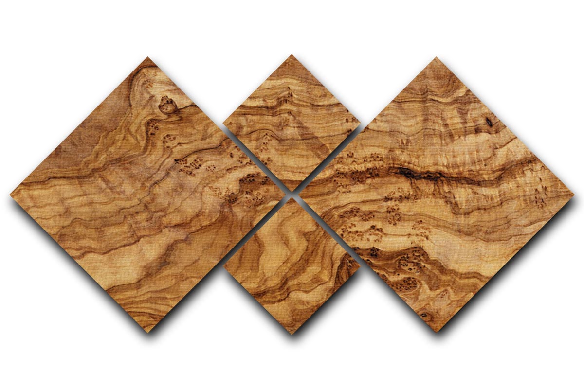 Olive wood board 4 Square Multi Panel Canvas - Canvas Art Rocks - 1