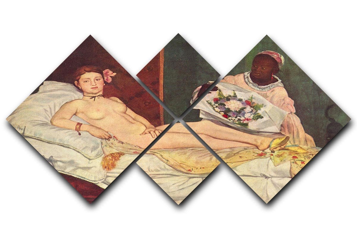 Olympia 1 by Manet 4 Square Multi Panel Canvas  - Canvas Art Rocks - 1
