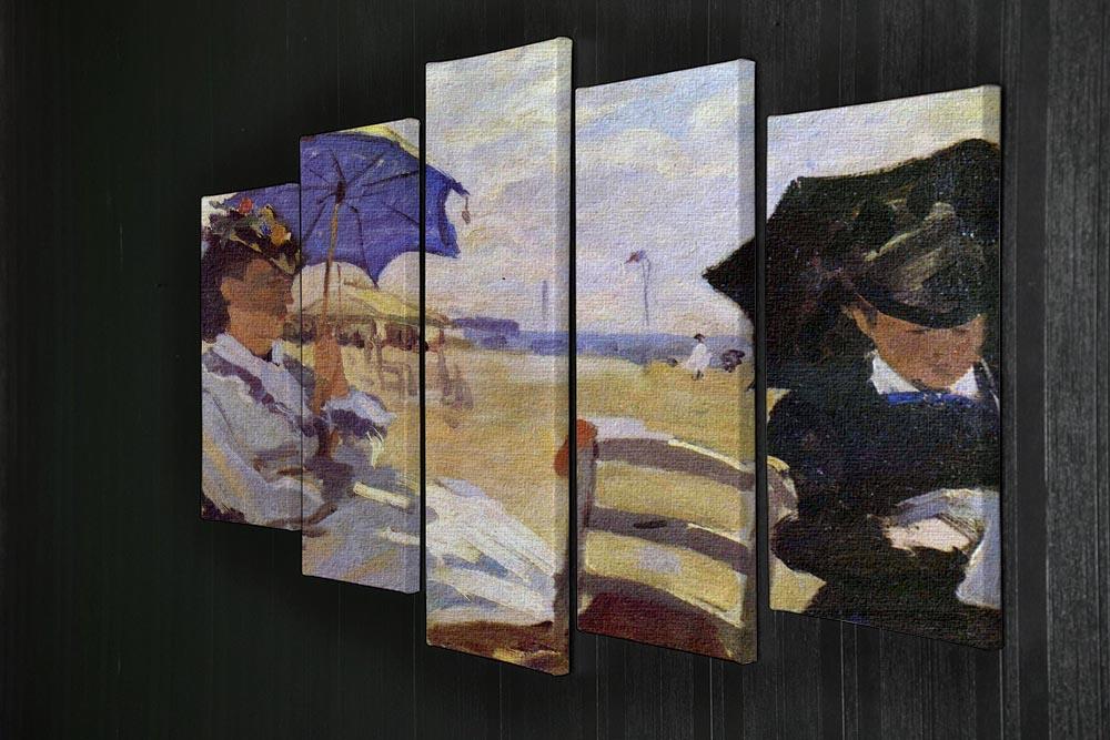 On the beach at Trouville by Monet 5 Split Panel Canvas - Canvas Art Rocks - 2