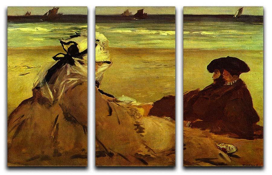 On the beach by Edouard Manet 3 Split Panel Canvas Print - Canvas Art Rocks - 1