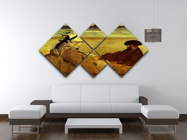 On the beach by Edouard Manet 4 Square Multi Panel Canvas - Canvas Art Rocks - 3