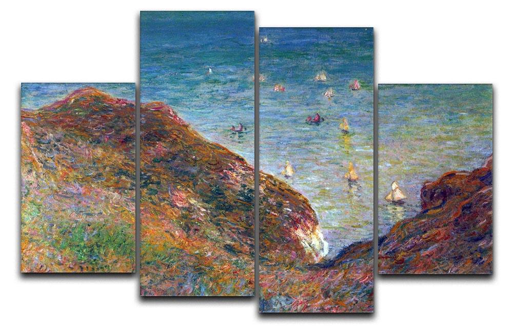 On the cliffs of Pour Ville Fine weather by Monet 4 Split Panel Canvas  - Canvas Art Rocks - 1