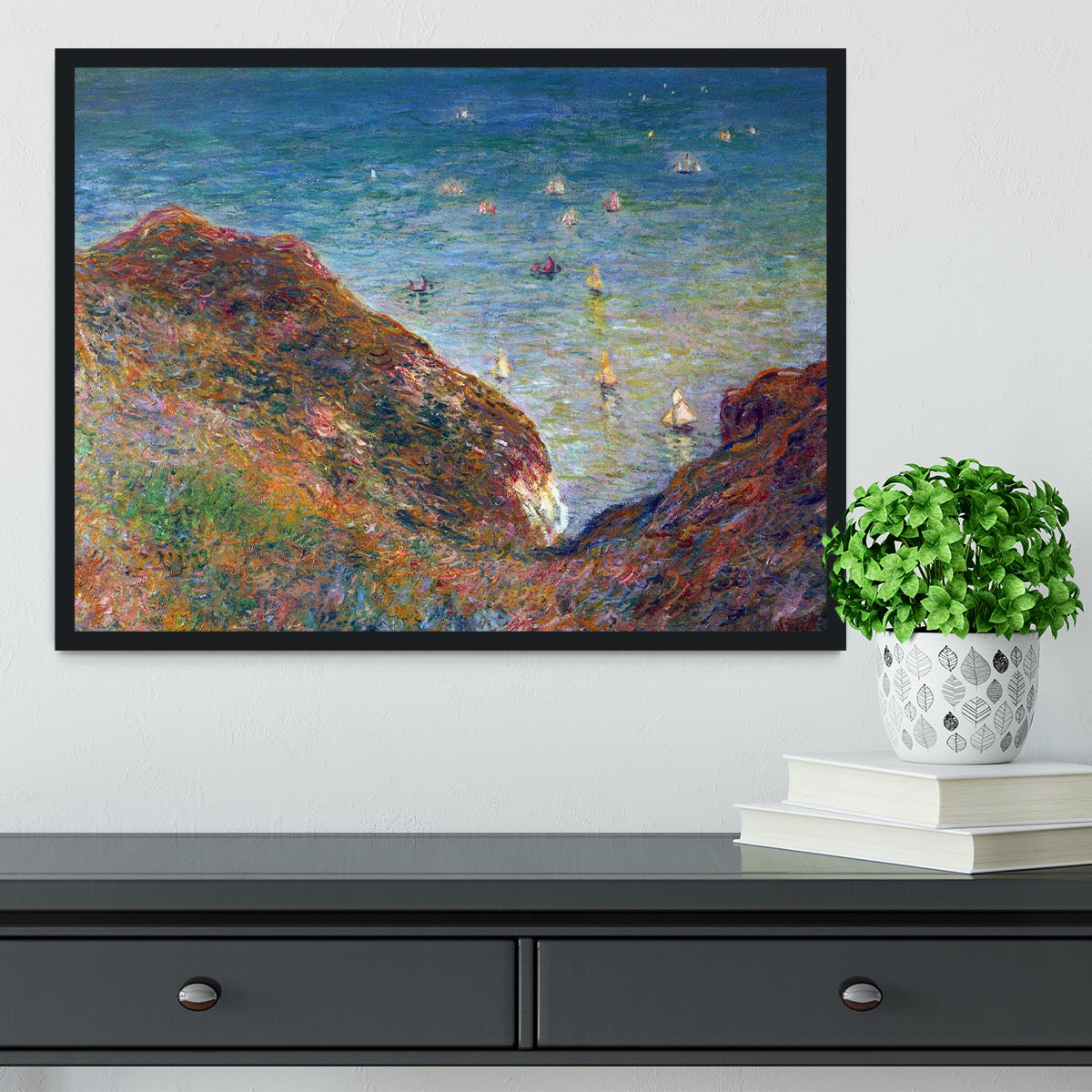 On the cliffs of Pour Ville Fine weather by Monet Framed Print - Canvas Art Rocks - 2