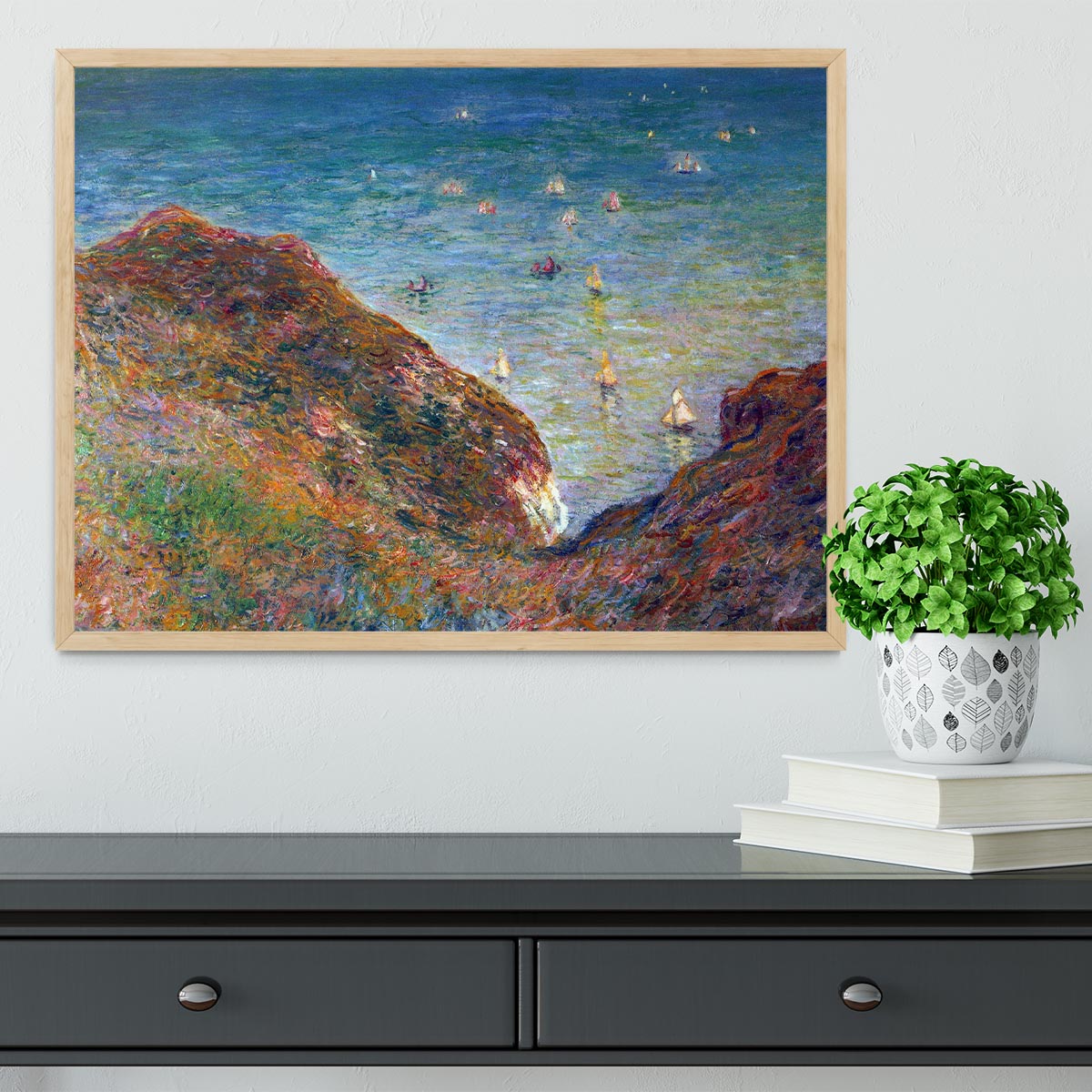 On the cliffs of Pour Ville Fine weather by Monet Framed Print - Canvas Art Rocks - 4