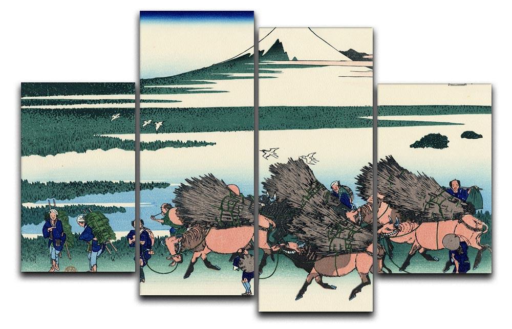 Ono Shindon in the Suraga province by Hokusai 4 Split Panel Canvas  - Canvas Art Rocks - 1
