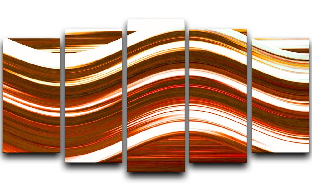 Orange Wave 5 Split Panel Canvas - Canvas Art Rocks - 1