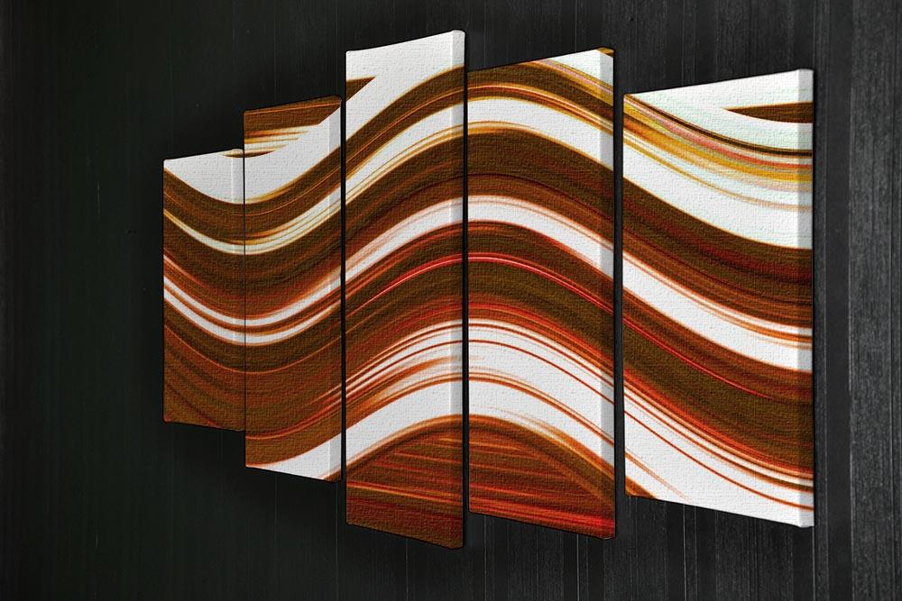 Orange Wave 5 Split Panel Canvas - Canvas Art Rocks - 2
