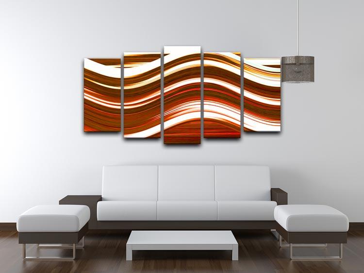 Orange Wave 5 Split Panel Canvas - Canvas Art Rocks - 3