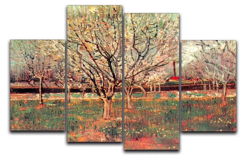 Orchard in Blossom Plum Trees by Van Gogh 4 Split Panel Canvas  - Canvas Art Rocks - 1