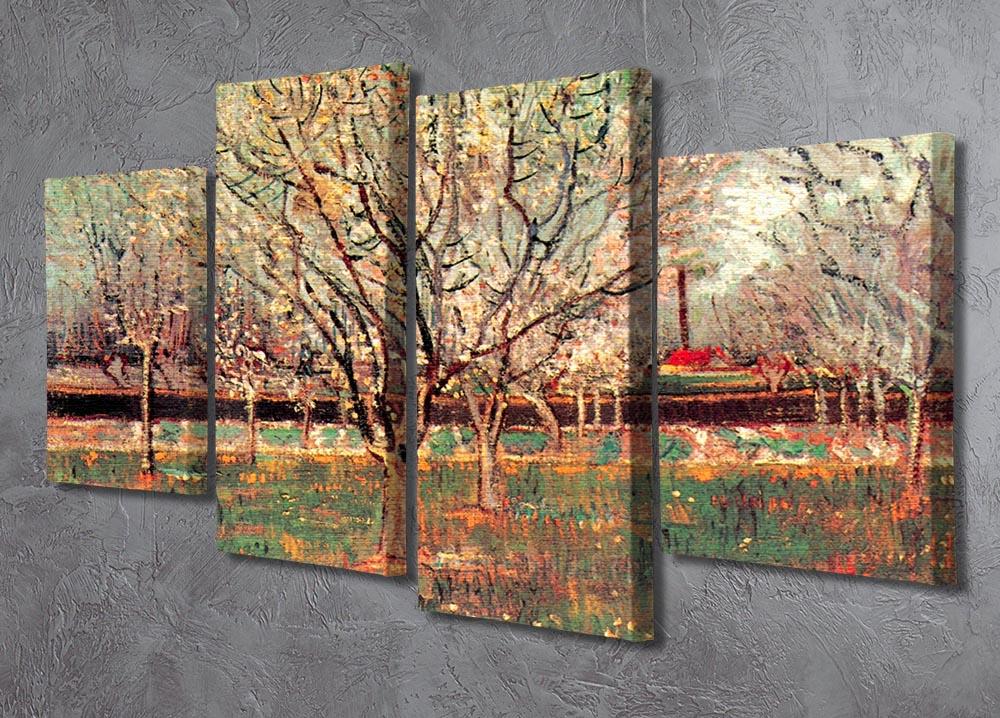 Orchard in Blossom Plum Trees by Van Gogh 4 Split Panel Canvas - Canvas Art Rocks - 2