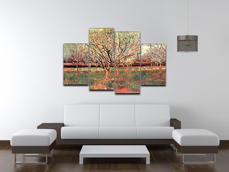 Orchard in Blossom Plum Trees by Van Gogh 4 Split Panel Canvas - Canvas Art Rocks - 3