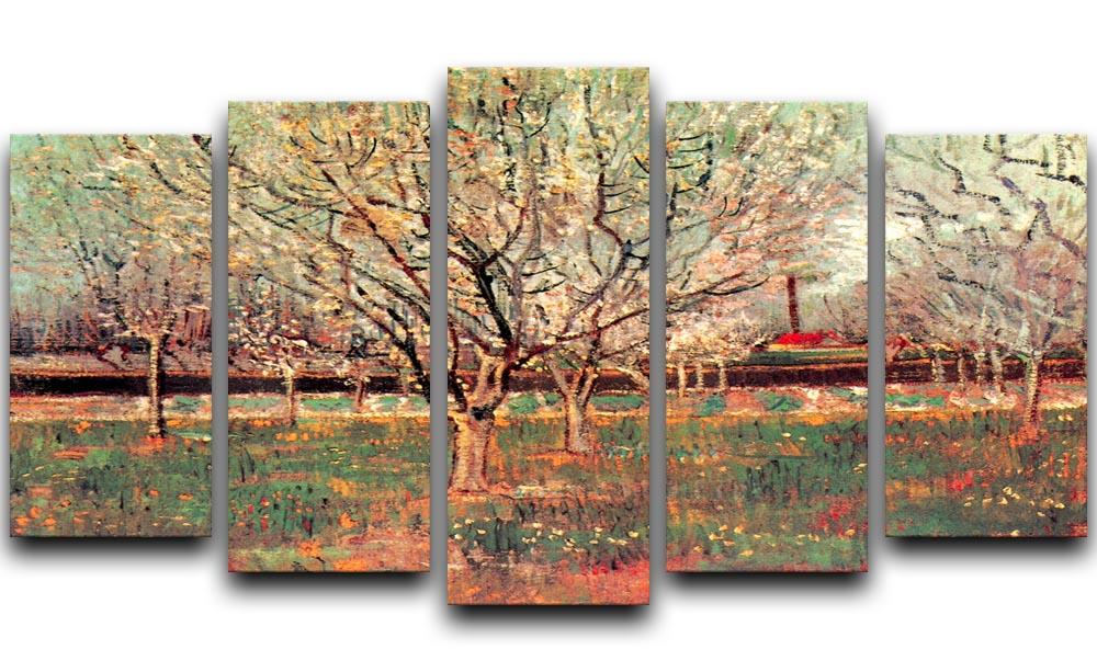 Orchard in Blossom Plum Trees by Van Gogh 5 Split Panel Canvas  - Canvas Art Rocks - 1