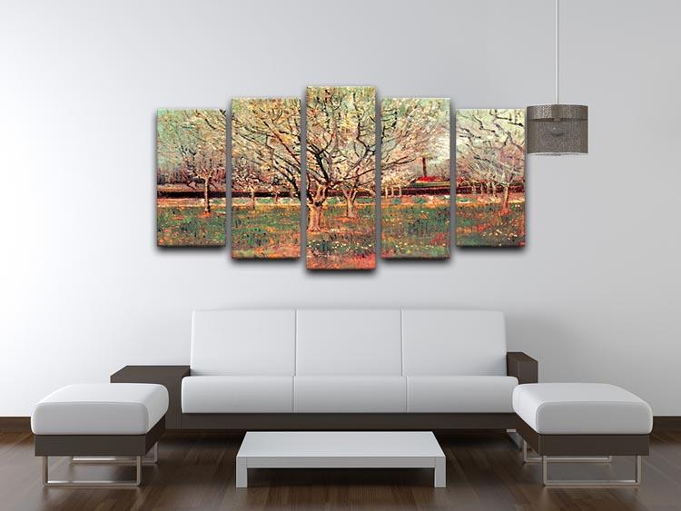 Orchard in Blossom Plum Trees by Van Gogh 5 Split Panel Canvas - Canvas Art Rocks - 3