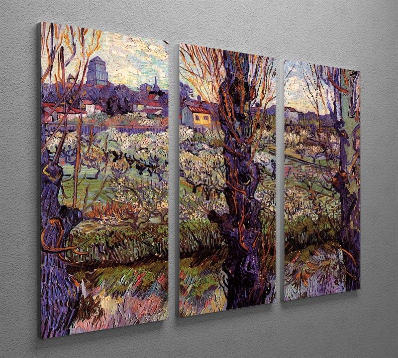 Orchard in Blossom with View of Arles by Van Gogh 3 Split Panel Canvas Print - Canvas Art Rocks - 4