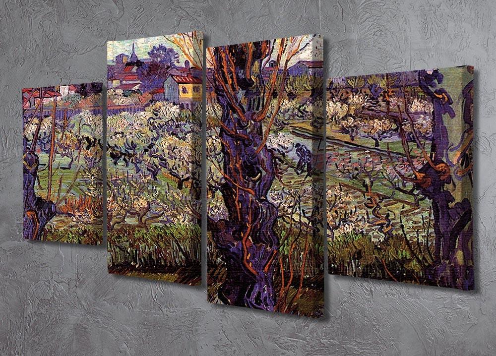 Orchard in Blossom with View of Arles by Van Gogh 4 Split Panel Canvas - Canvas Art Rocks - 2