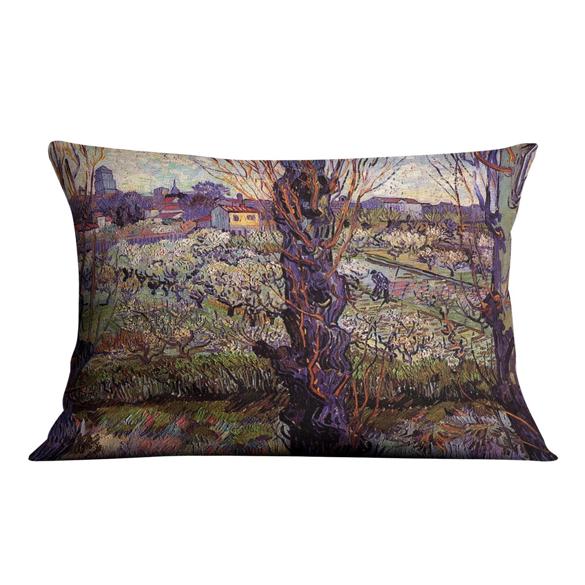 Orchard in Blossom with View of Arles by Van Gogh Cushion