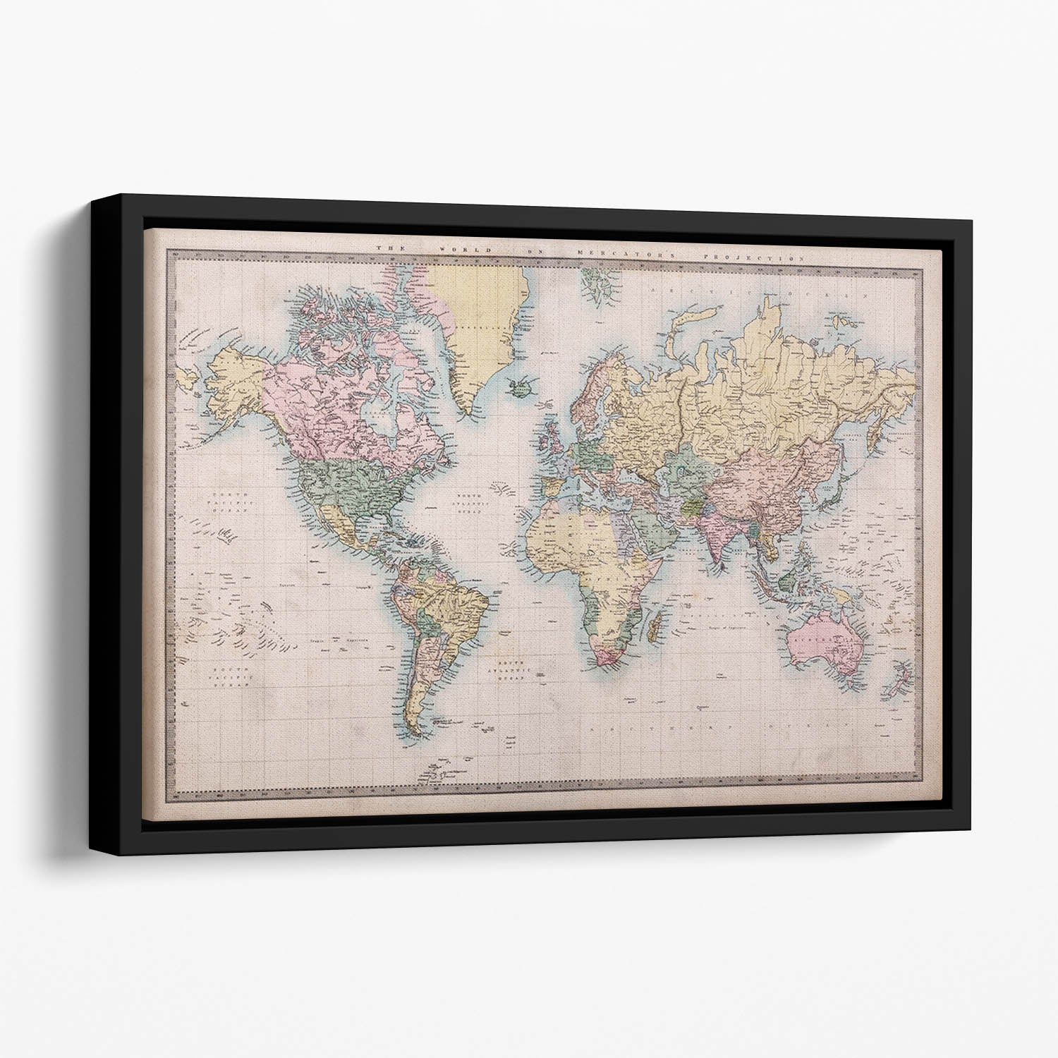 Original old hand coloured map Floating Framed Canvas