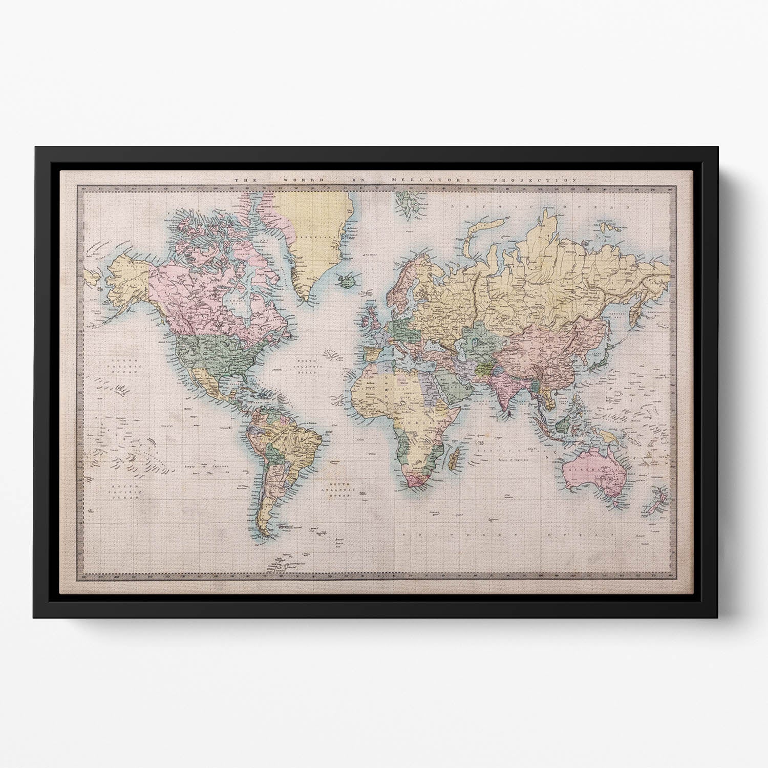 Original old hand coloured map Floating Framed Canvas