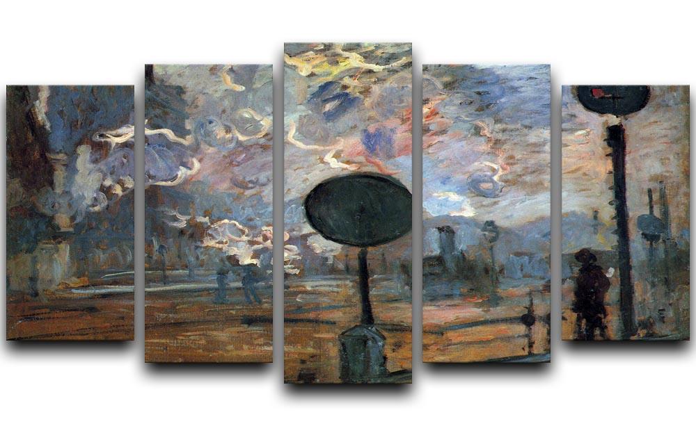 Outside the station Saint Lazare The signal by Monet 5 Split Panel Canvas  - Canvas Art Rocks - 1