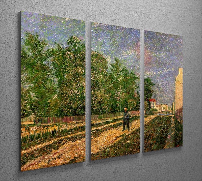 Outskirts of Paris Road with Peasant Shouldering a Spade by Van Gogh 3 Split Panel Canvas Print - Canvas Art Rocks - 4