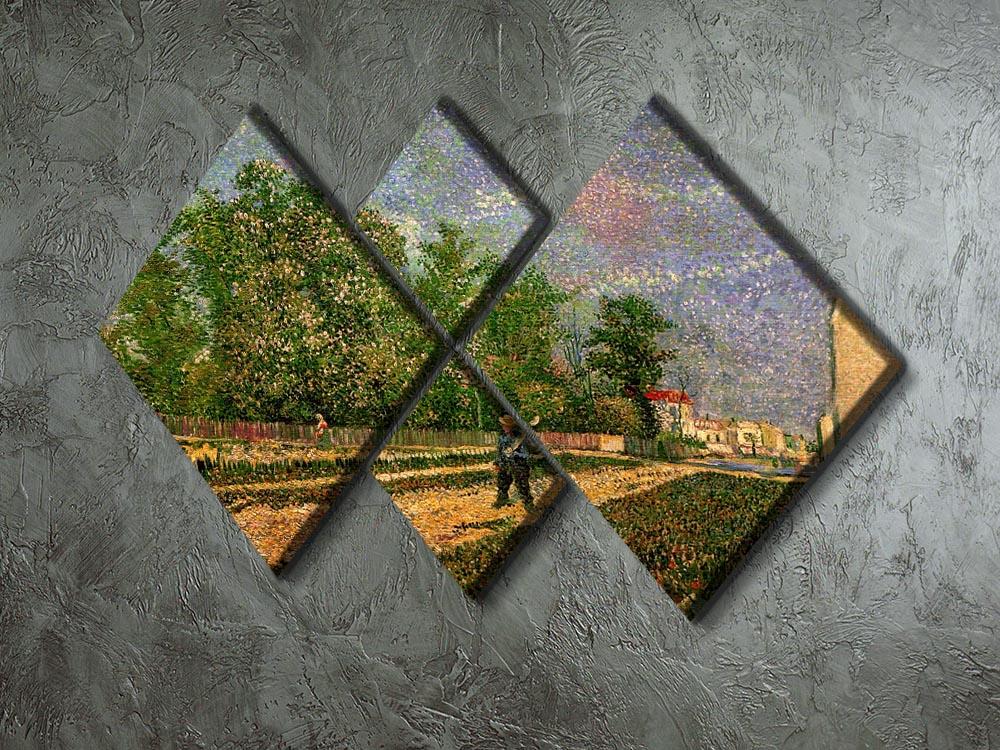 Outskirts of Paris Road with Peasant Shouldering a Spade by Van Gogh 4 Square Multi Panel Canvas - Canvas Art Rocks - 2
