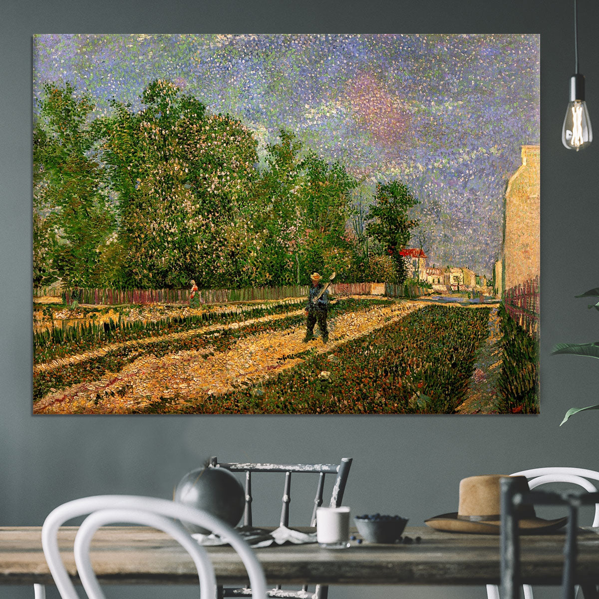Outskirts of Paris Road with Peasant Shouldering a Spade by Van Gogh Canvas Print or Poster - Canvas Art Rocks - 3