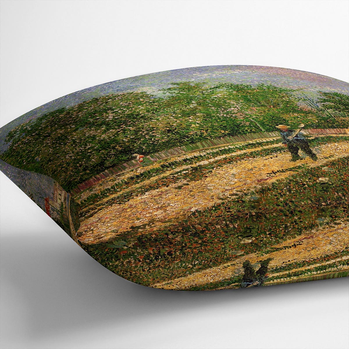 Outskirts of Paris Road with Peasant Shouldering a Spade by Van Gogh Cushion