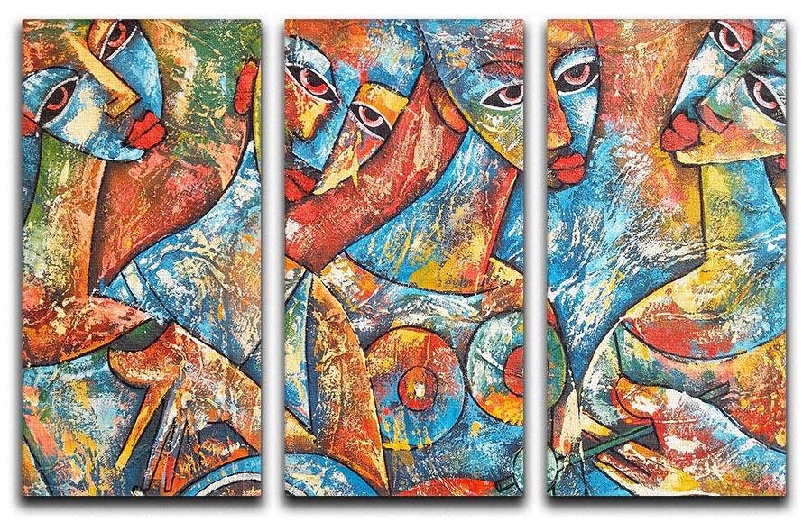 Painted Women 3 Split Panel Canvas Print - Canvas Art Rocks - 1