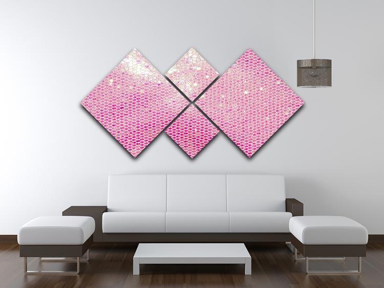 Pale pink sequin fabric 4 Square Multi Panel Canvas  - Canvas Art Rocks - 3